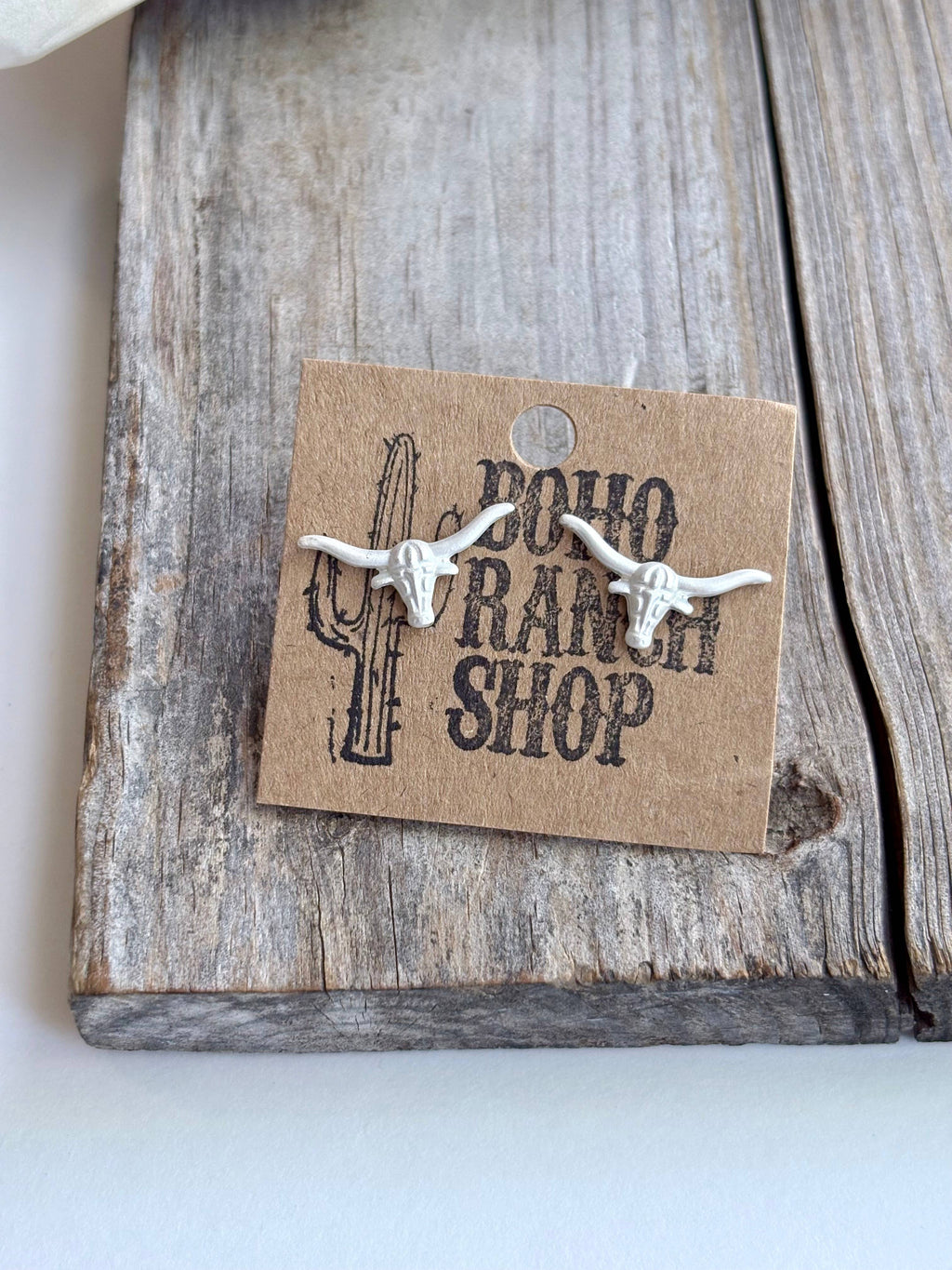 Western Theme Stud Earrings - steer longhorn horse shoe