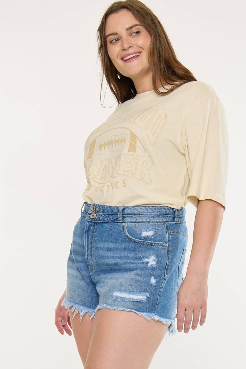 Kan Can USA High Rise Double Band Mom Shorts