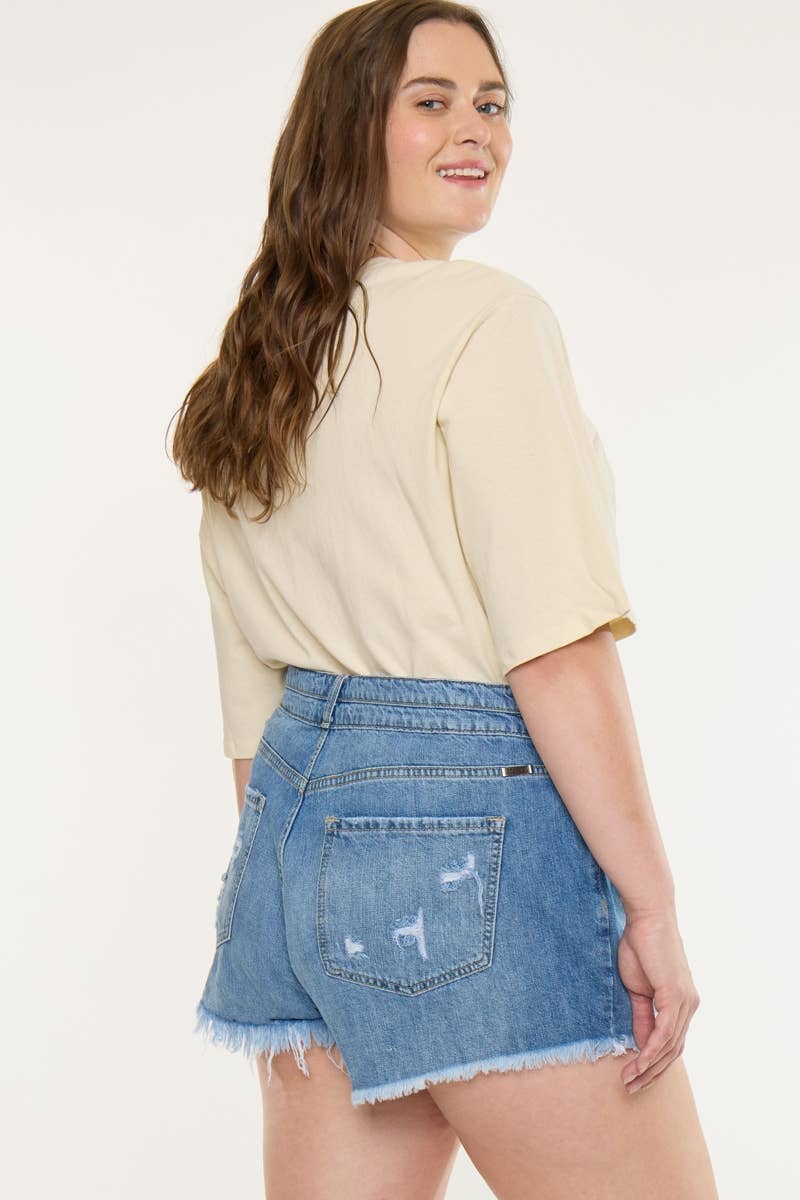 Kan Can USA High Rise Double Band Mom Shorts