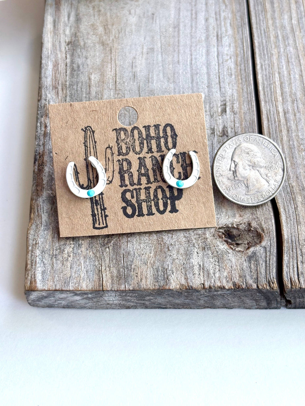 Western Theme Stud Earrings - steer longhorn horse shoe
