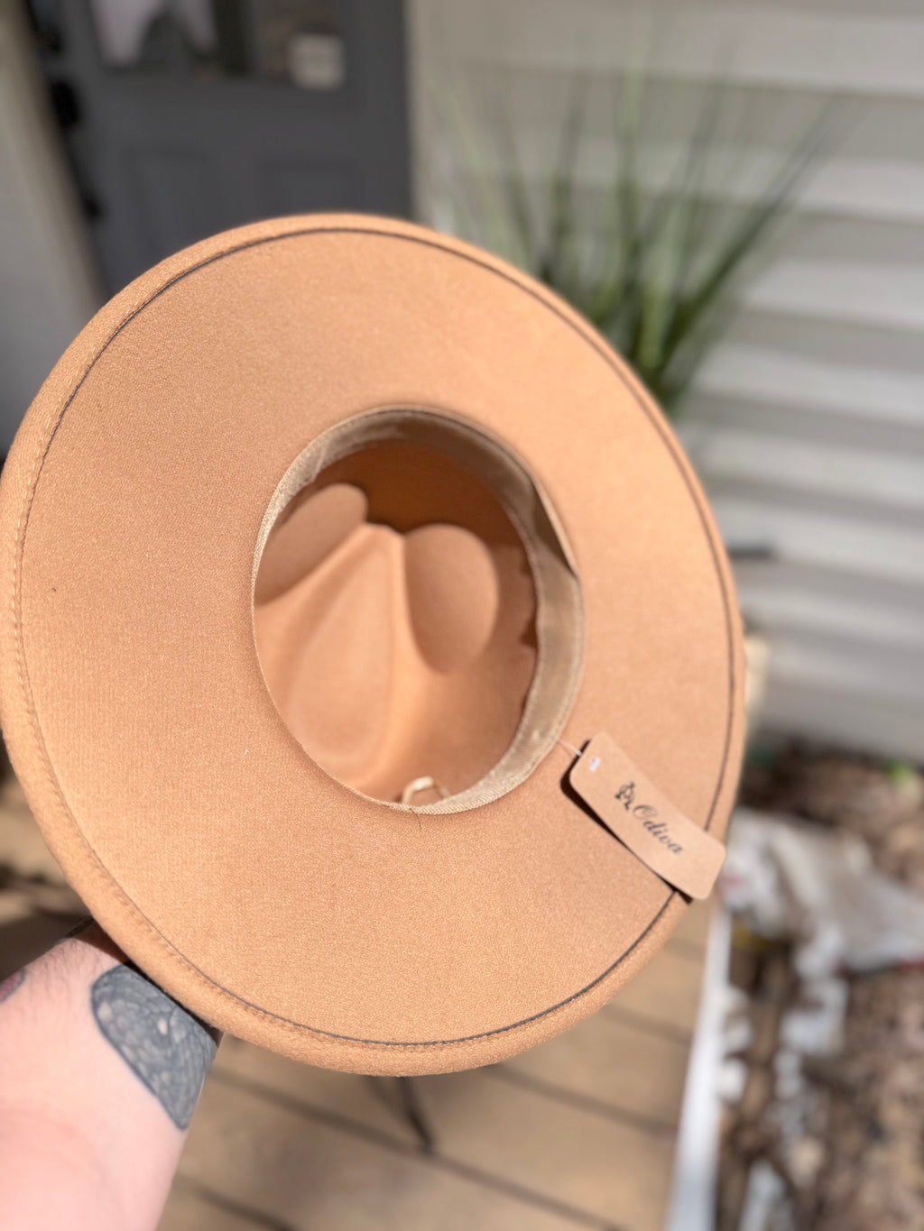 Tan Feather and Turquoise Cowgirl Hat