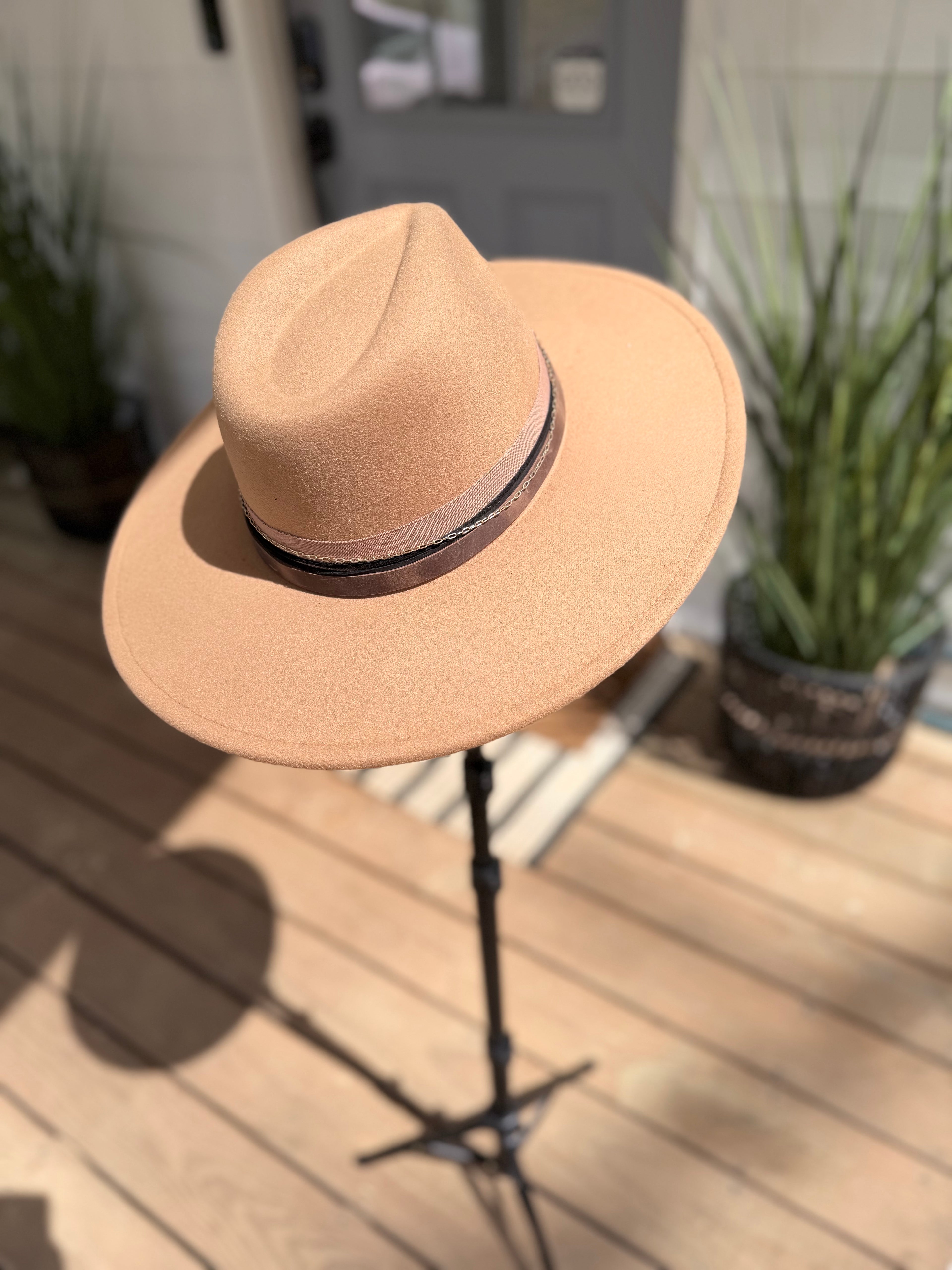 Tan Feather and Turquoise Cowgirl Hat