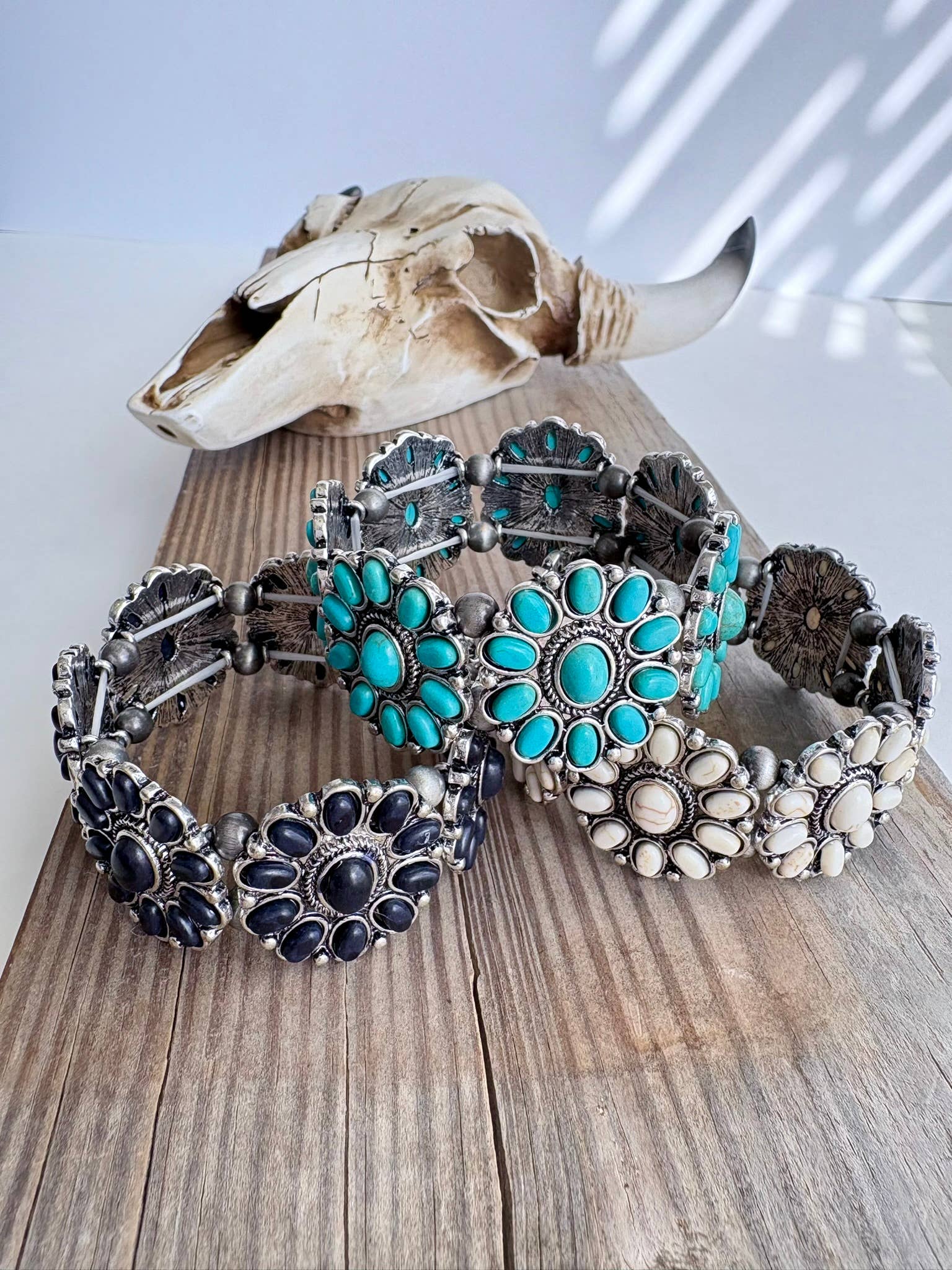 Western Concho Stone Stretch Bracelet
