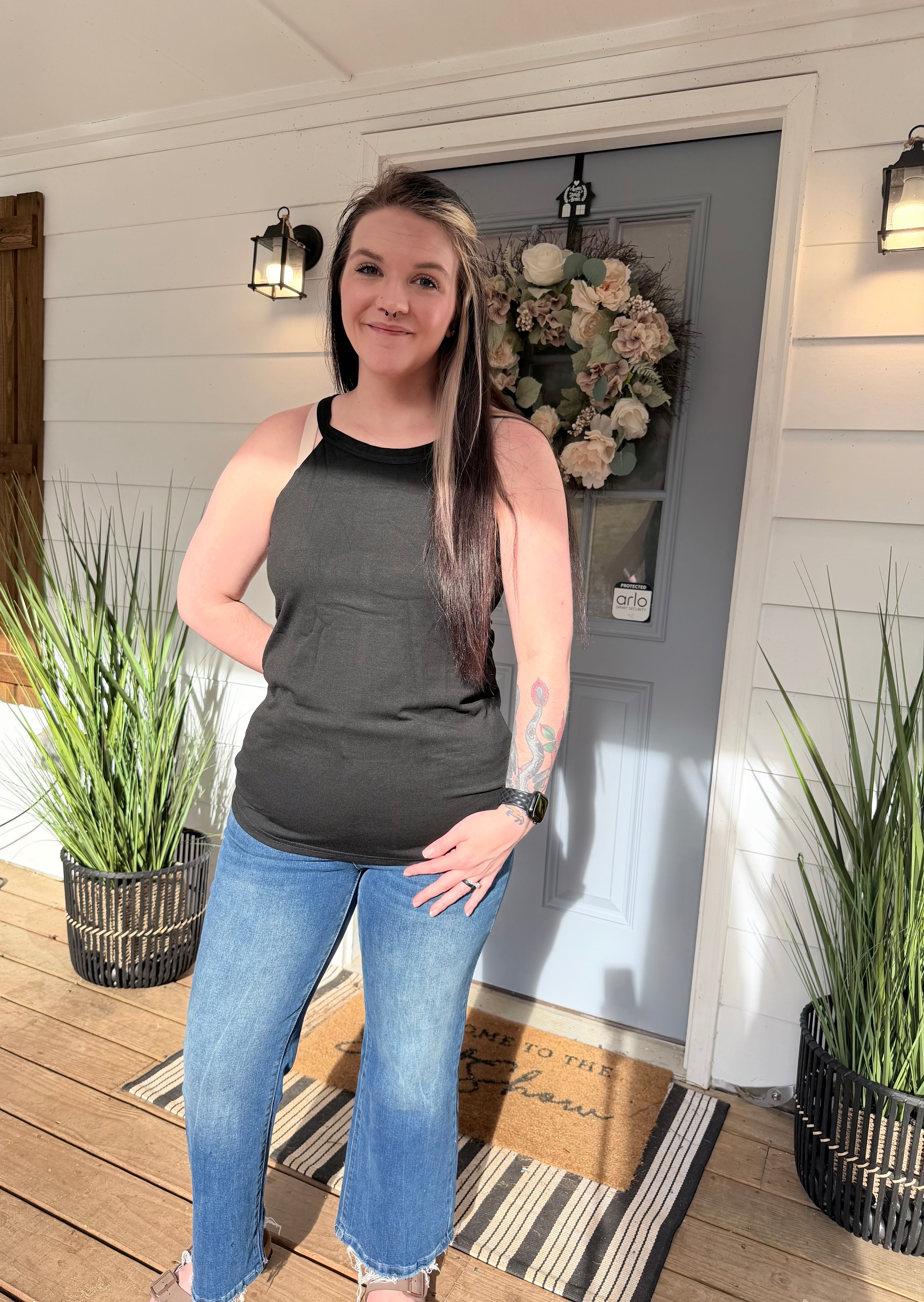 Customizable Solid Color Crew Neck Tank Top