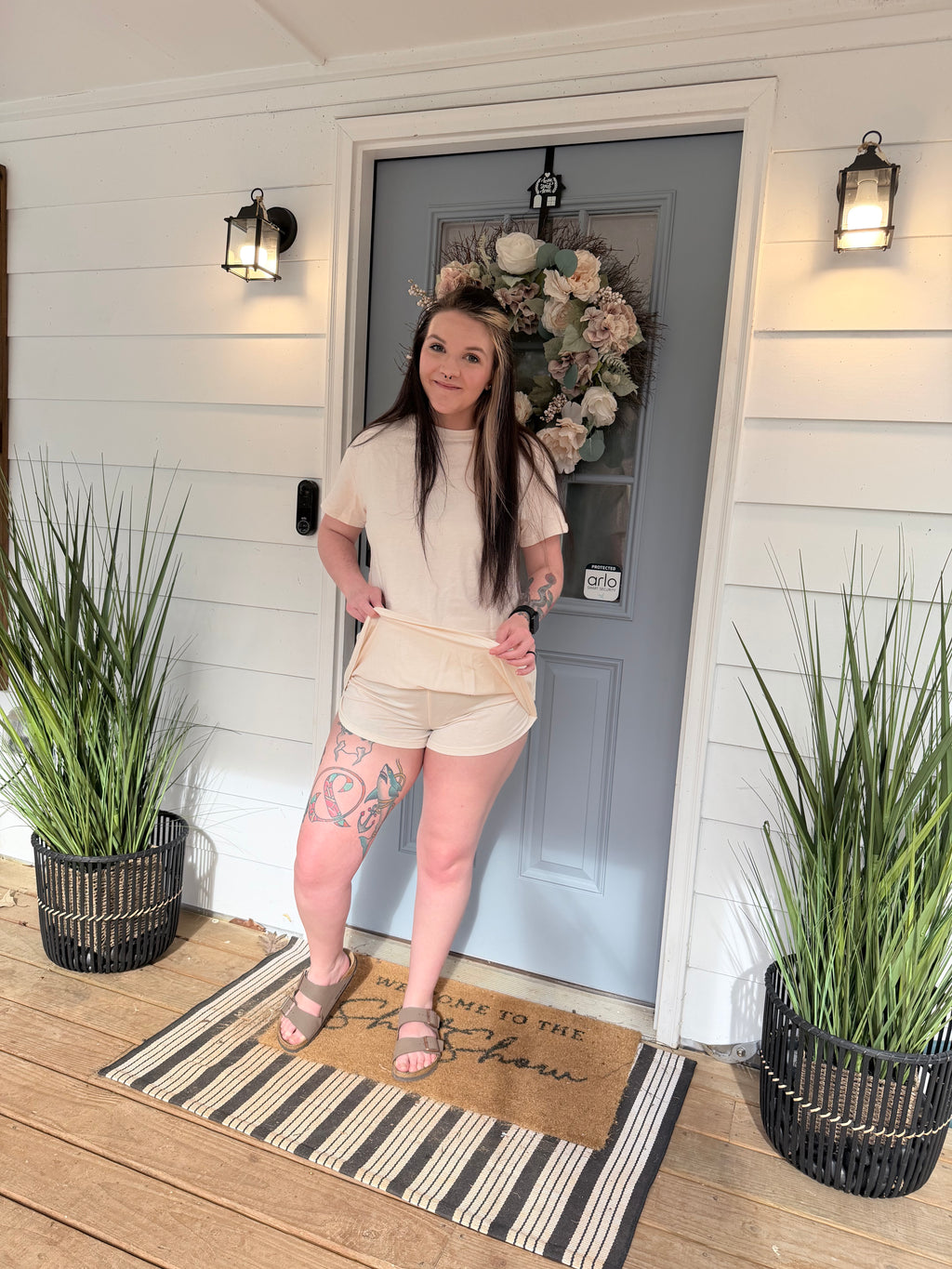 Blossom 2pcs Cropped Tee and Ruffle High Waist Skort Set
