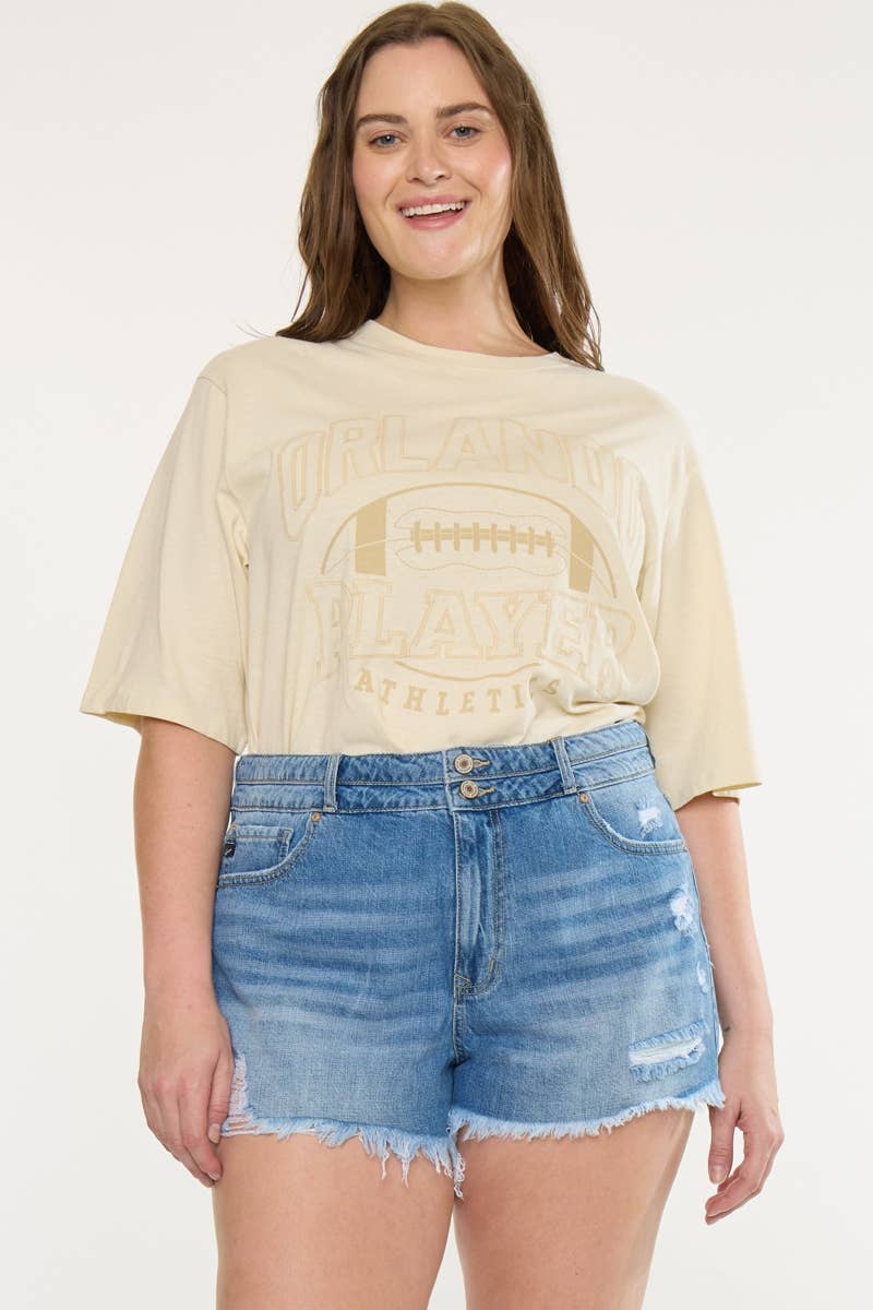 Kan Can USA High Rise Double Band Mom Shorts