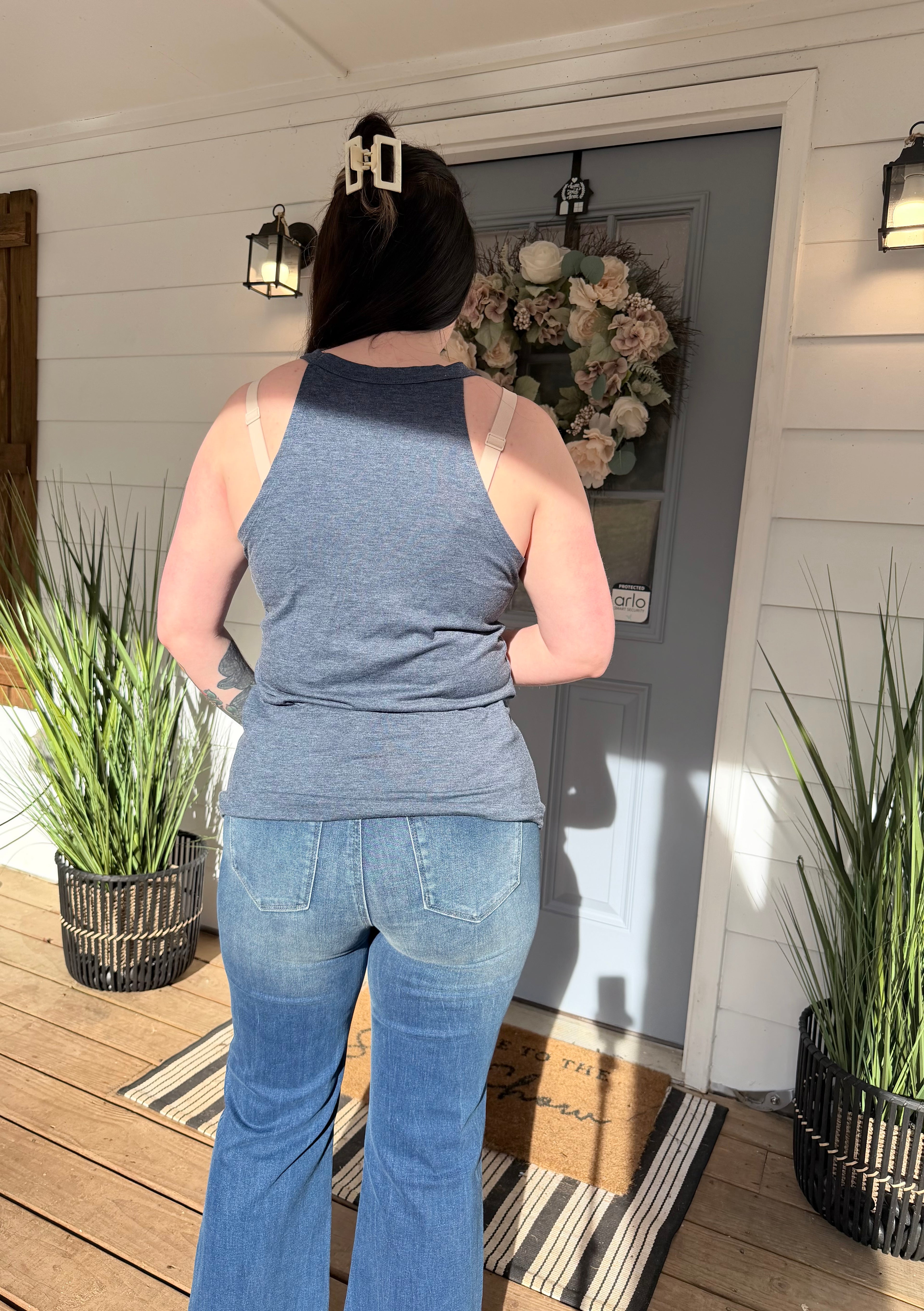 Customizable Solid Color Crew Neck Tank Top