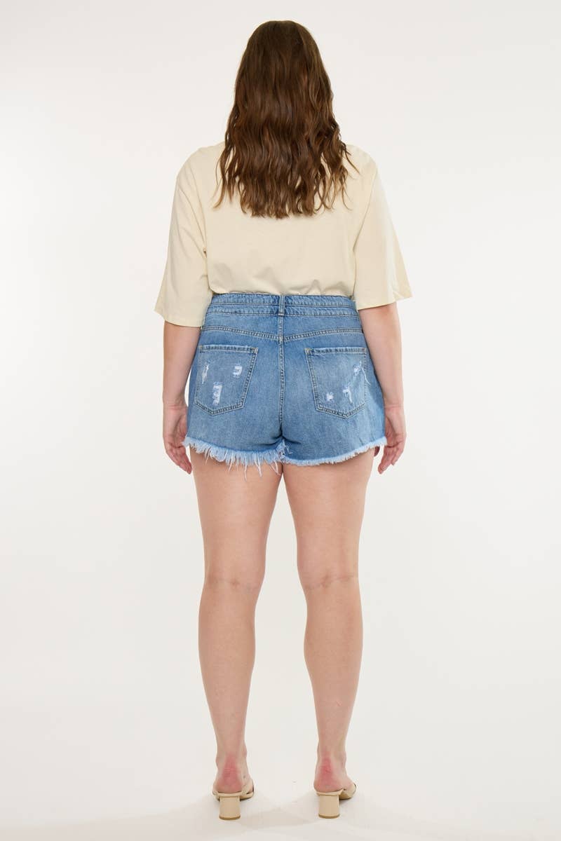 Kan Can USA High Rise Double Band Mom Shorts