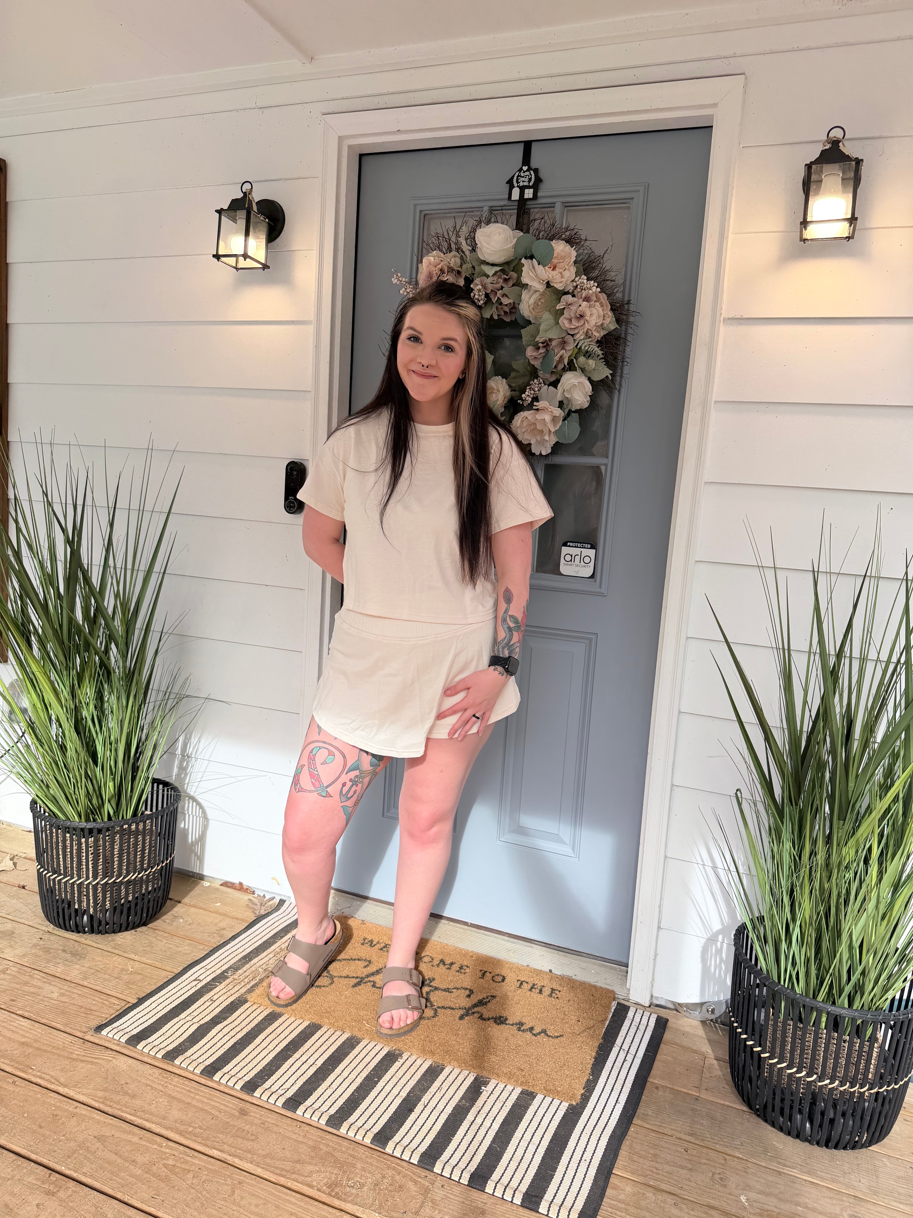 Blossom 2pcs Cropped Tee and Ruffle High Waist Skort Set