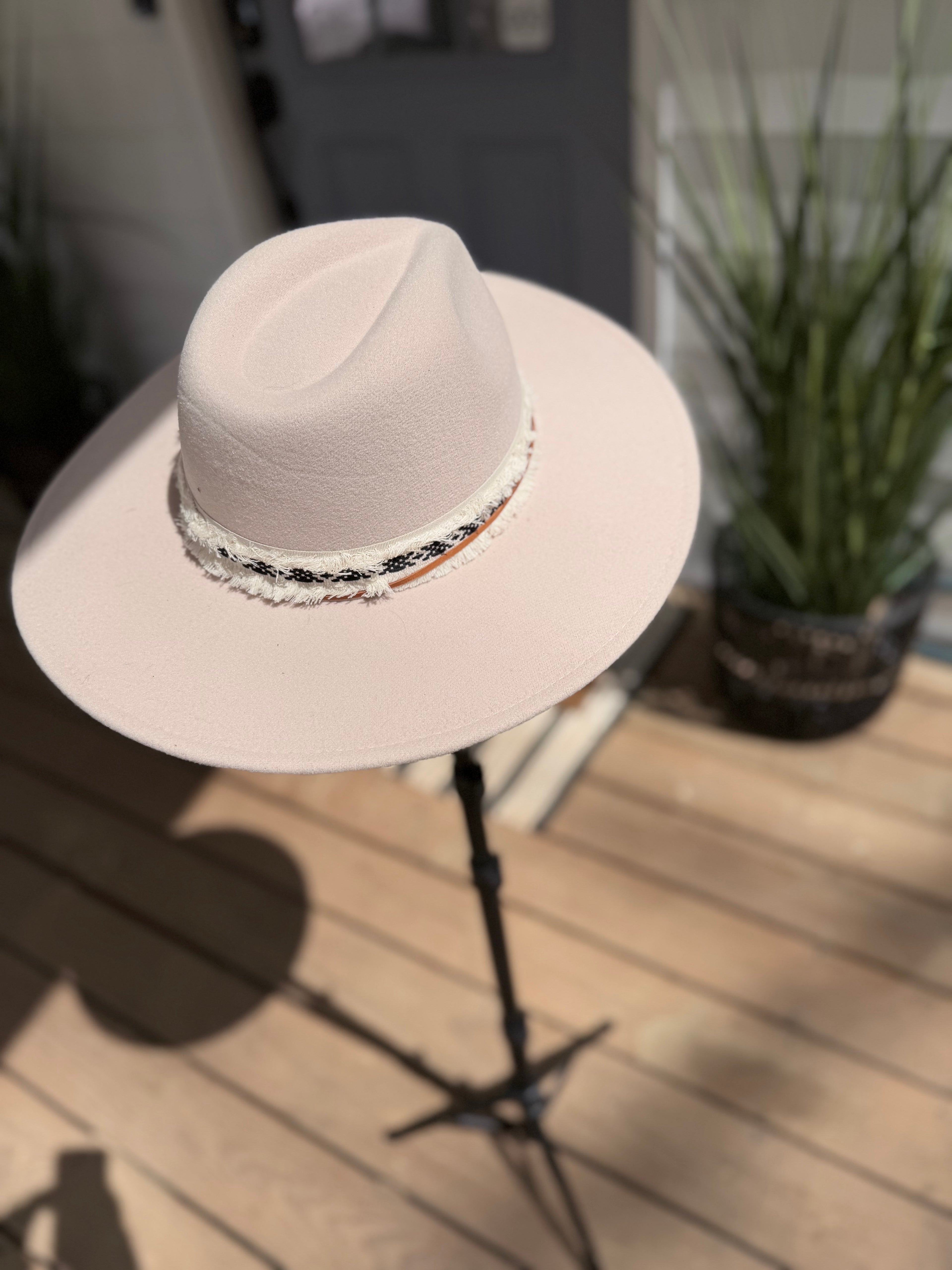 Cream Feather and Turquoise Cowgirl Hat