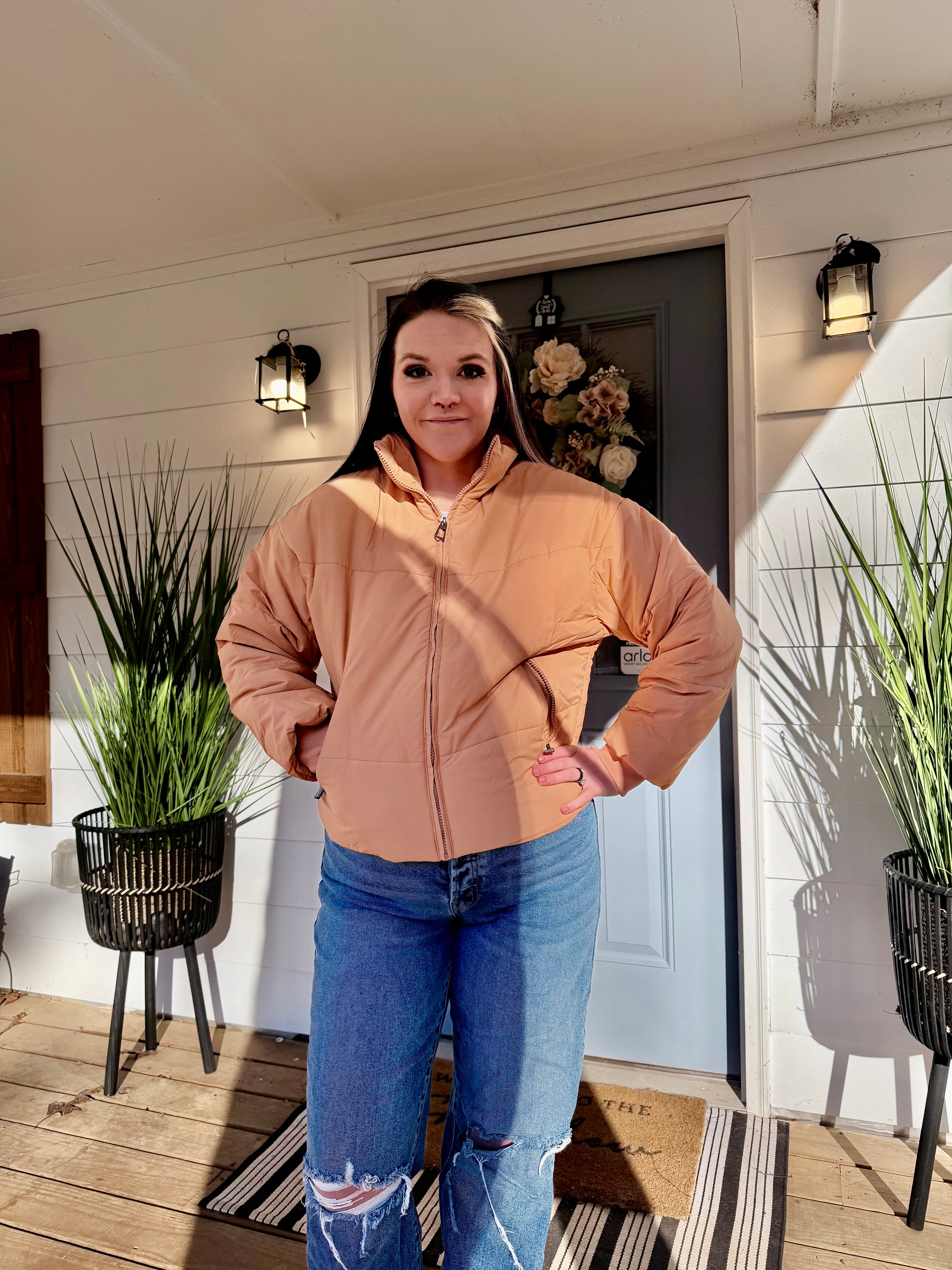 Stay Warm Zip Up Pocketed Puffer Jacket