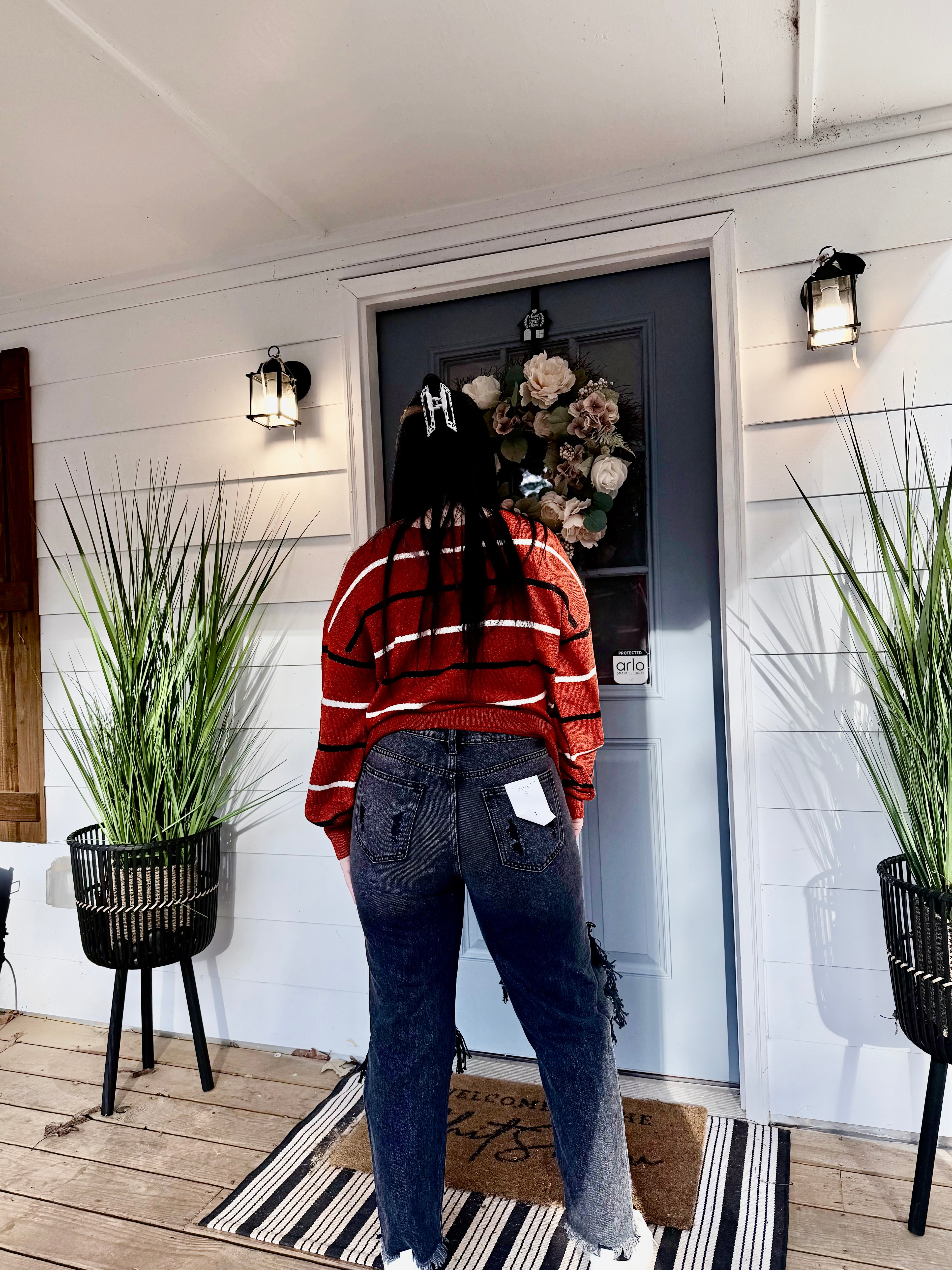 High Rise Destroy Slim Boyfriend Jean