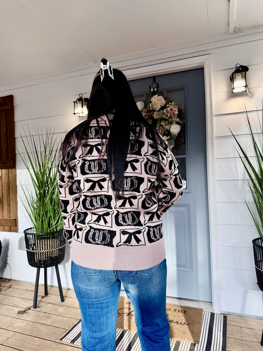 Black and Bow Western Sweater