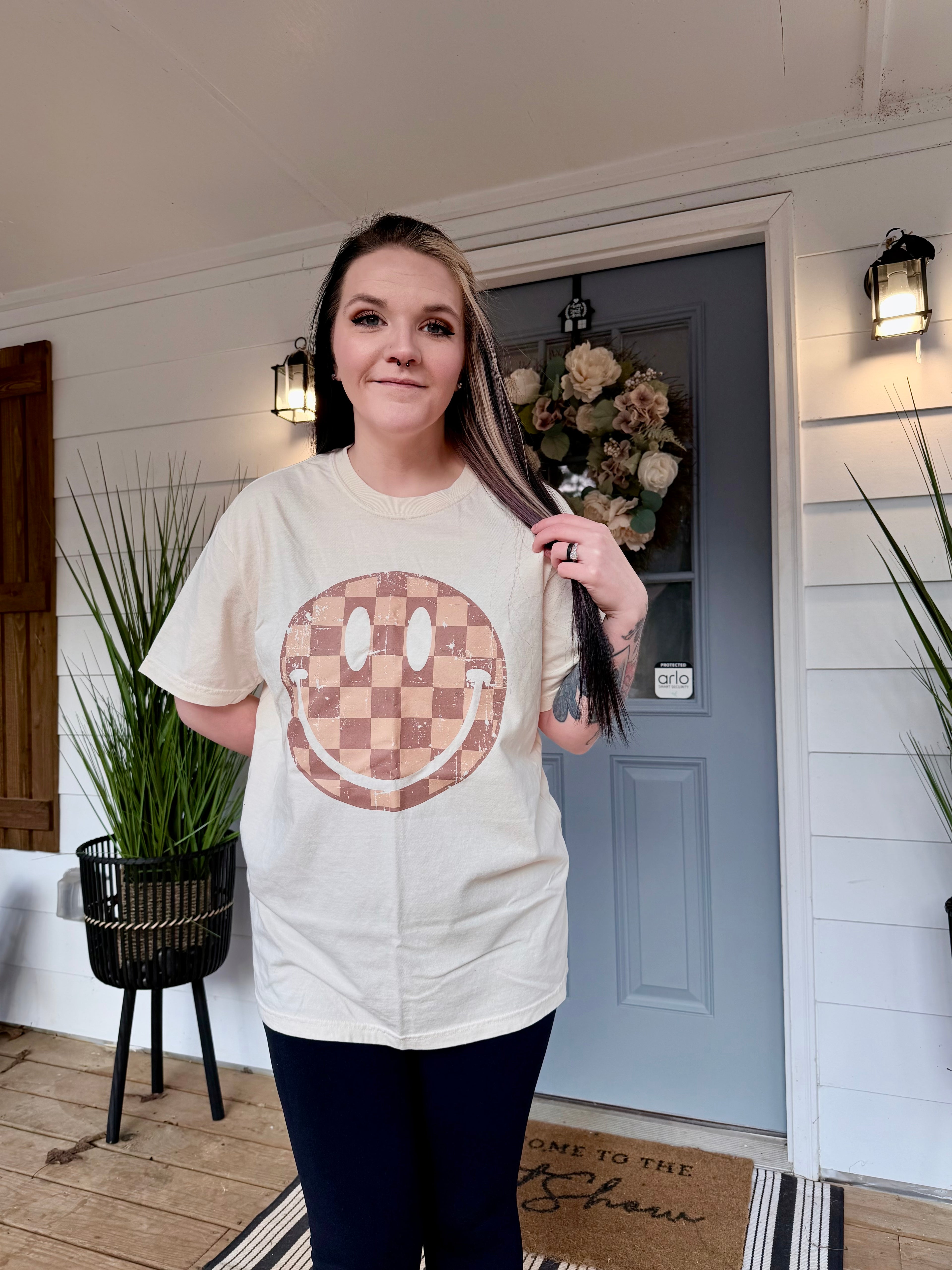 Checkered Smile Comfort Color Tee