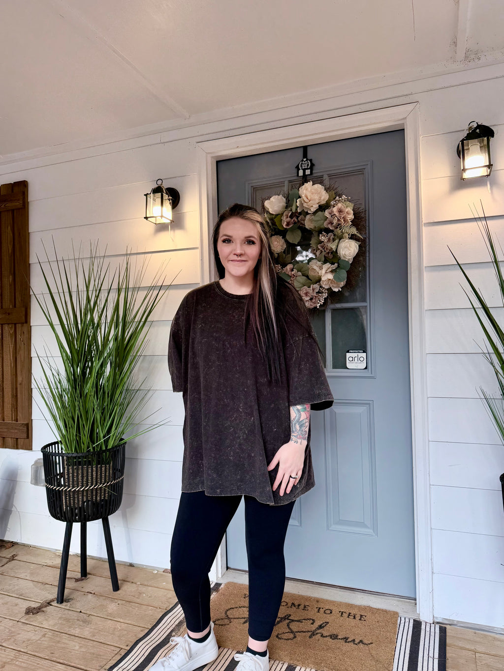 Acid Wash Cotton Oversized Tee