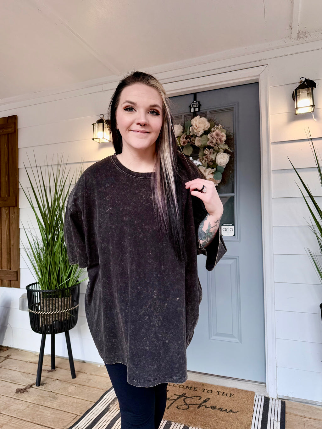 Acid Wash Cotton Oversized Tee