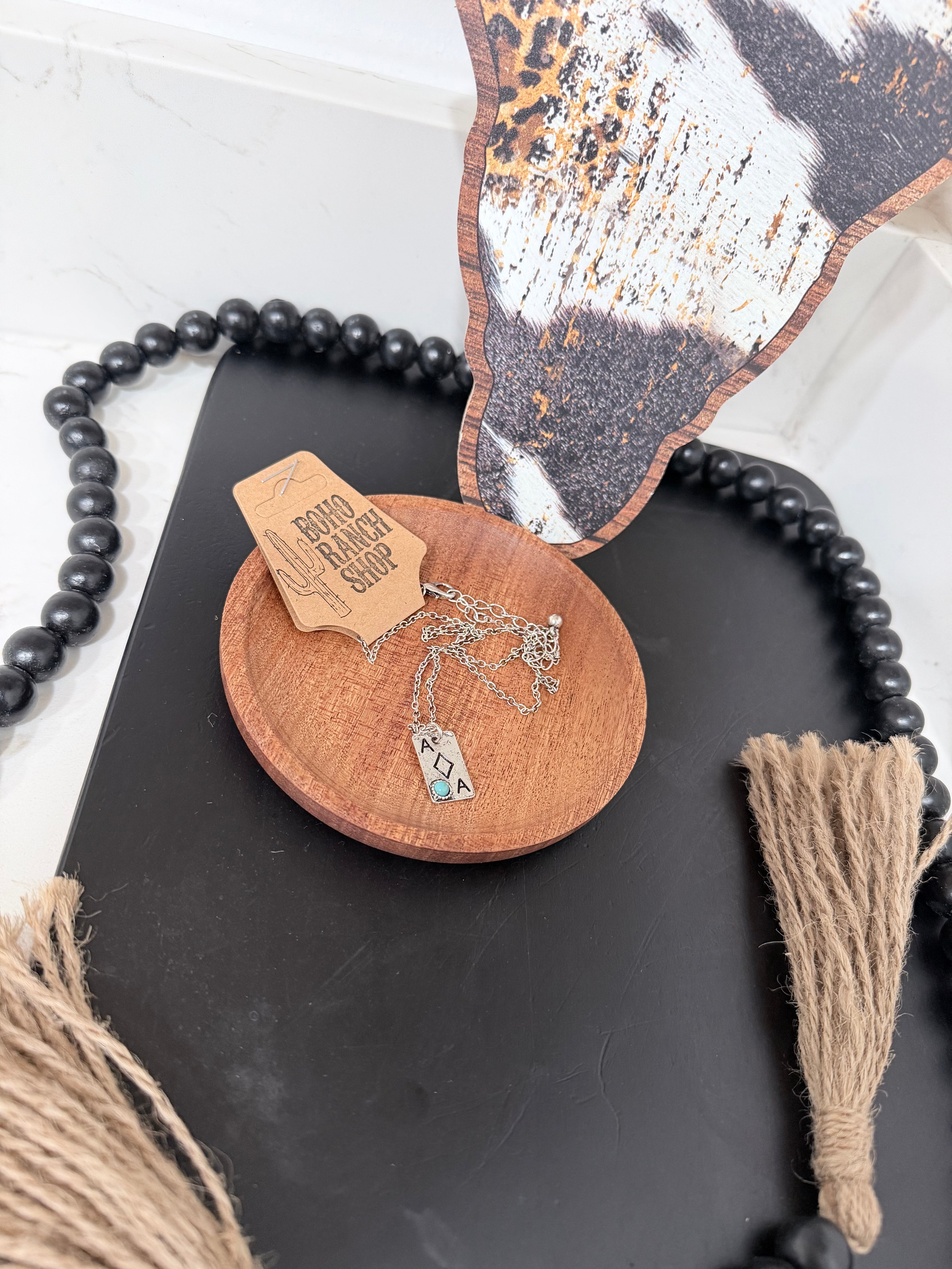 Western Card Necklace - diamond clover heart spade