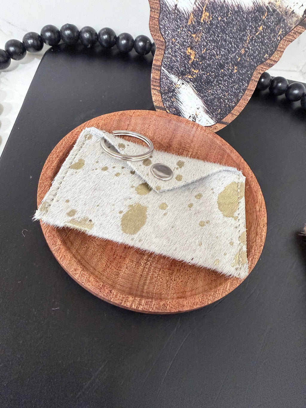 Cowhide Credit Card Holder Keychain - Gift Card holder