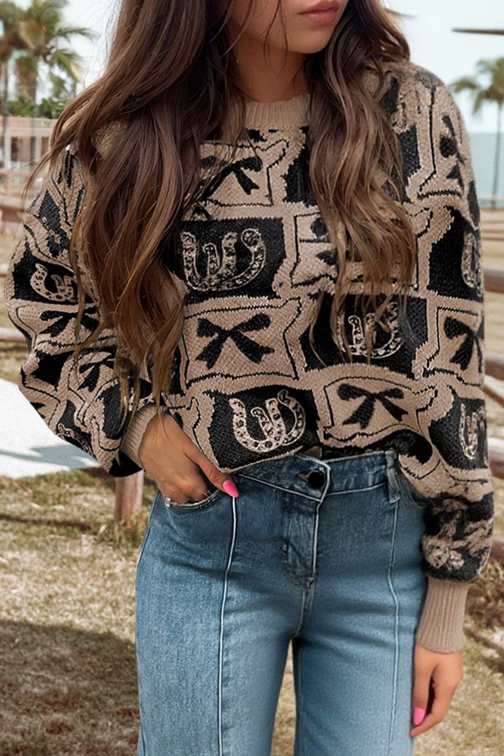 Black and Bow Western Sweater