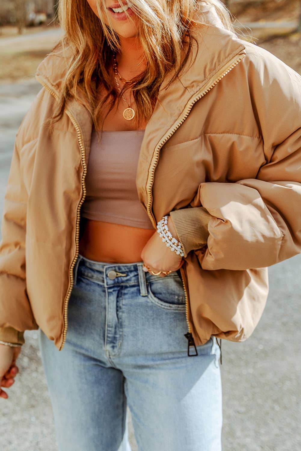 Stay Warm Zip Up Pocketed Puffer Jacket