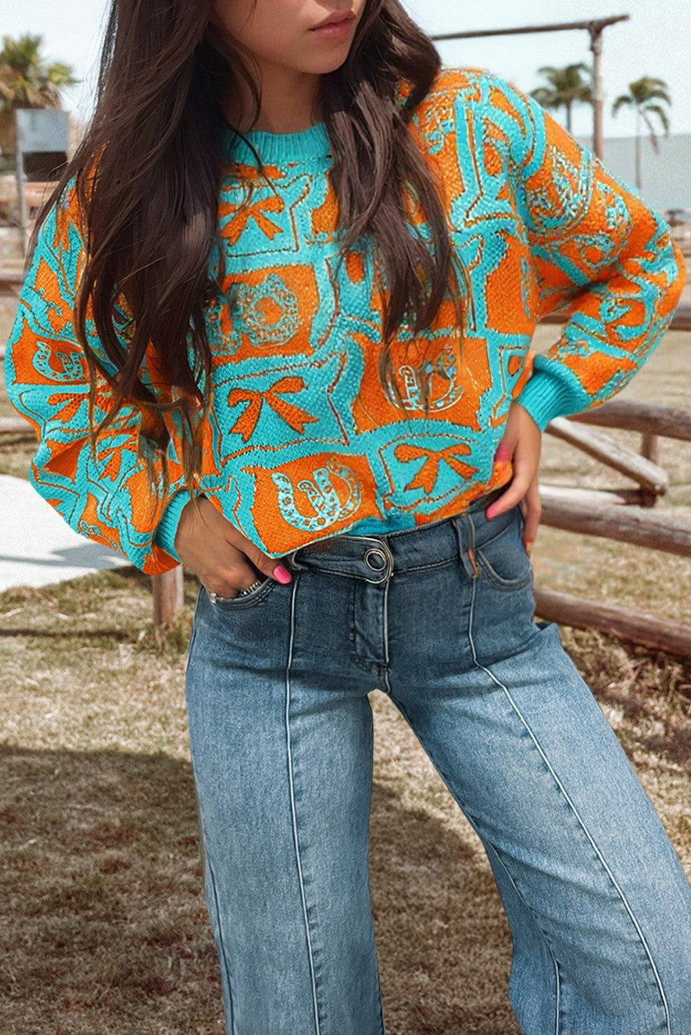 Black and Bow Western Sweater