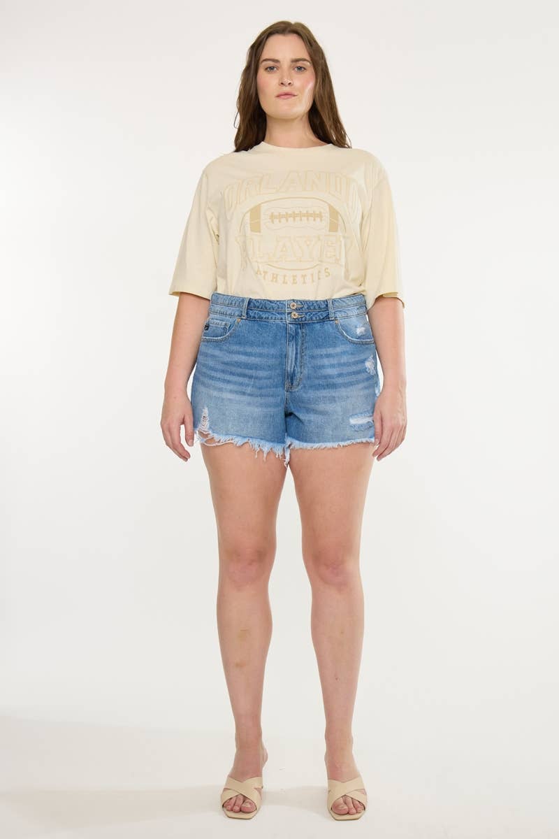 Kan Can USA High Rise Double Band Mom Shorts