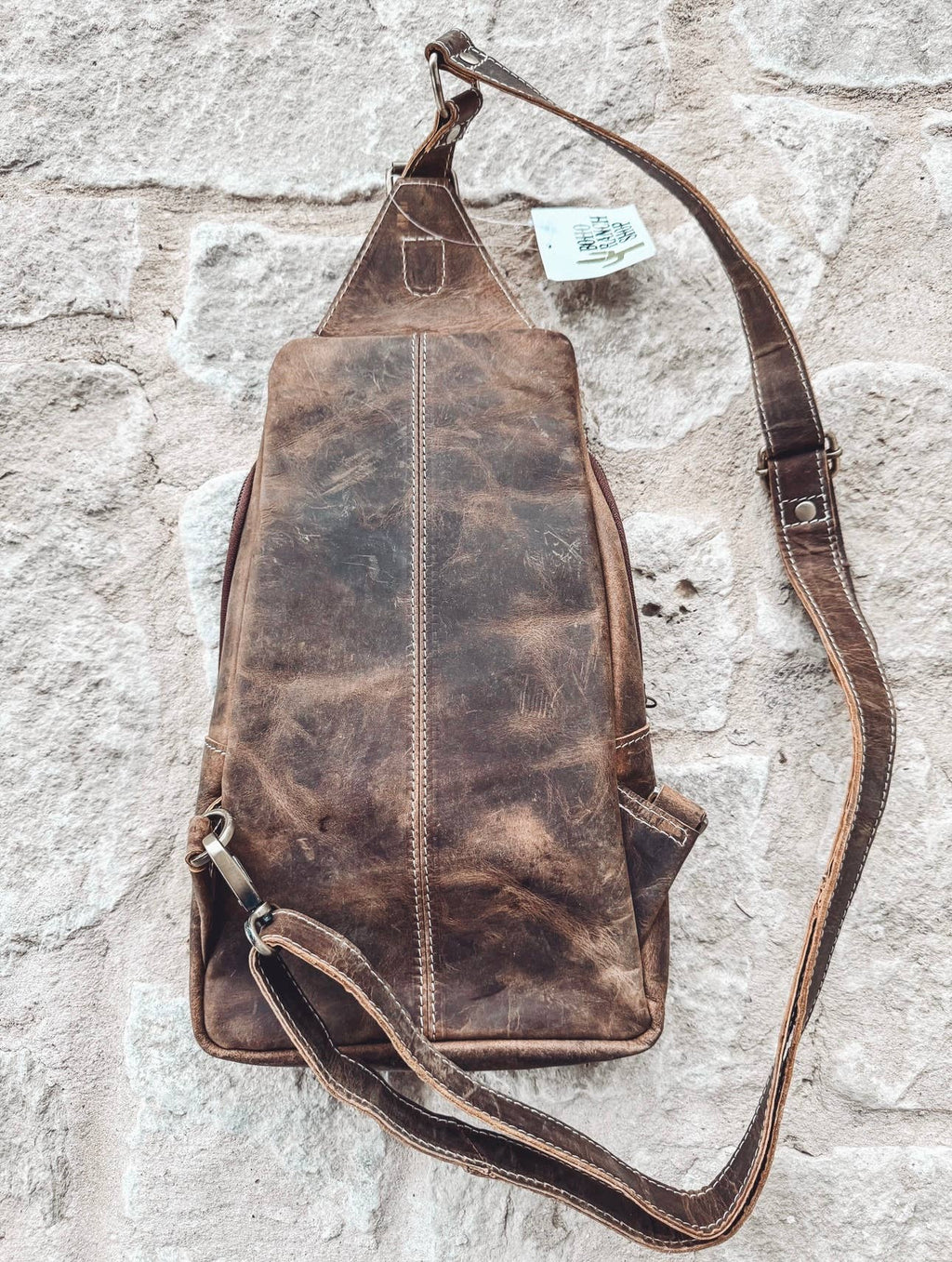 Western Cowhide Leather Sling Bag - travel bag chest bag