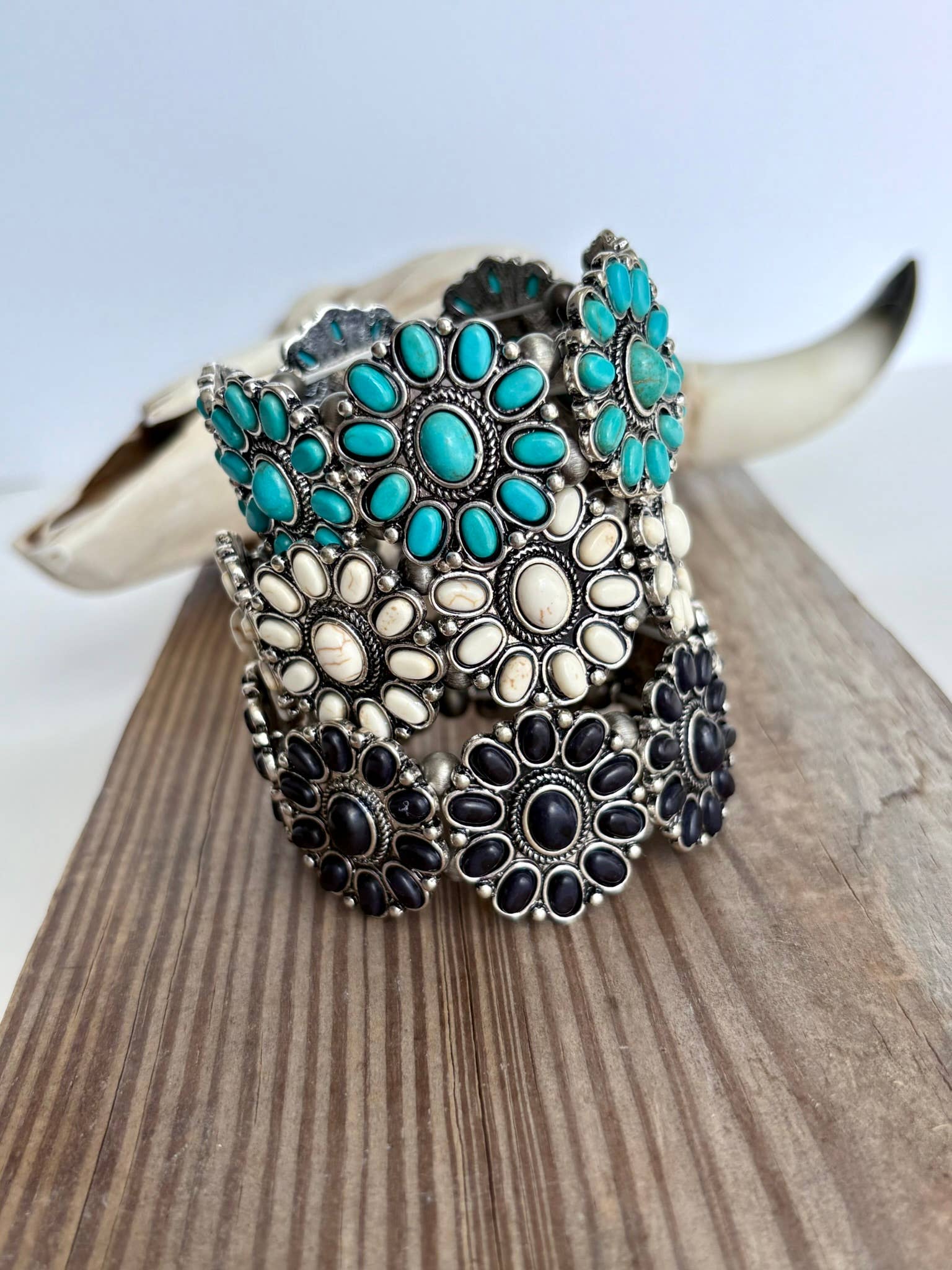 Western Concho Stone Stretch Bracelet